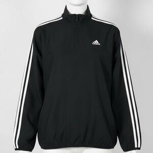 Adidas‎ Essentials 3-Stripes 1/4 Zip Pullover Windbreaker Black White Men's Sz M